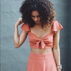 Reformation pink two piece skirt set